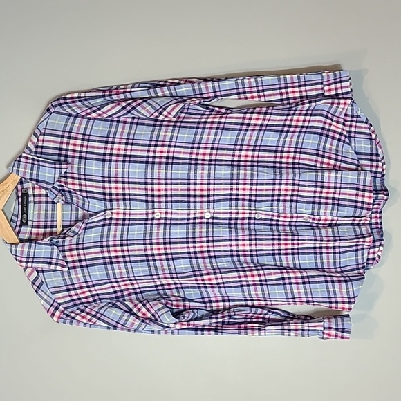 Jet John Eshaya Womens Plaid Button Down Shirt Pink Blue Size Medium Blokette - Picture 1 of 5